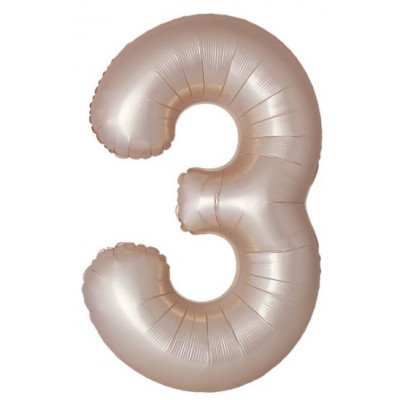Шар (40''/102 см) Цифра, 3 Slim, Звездное Золото, Матовый, 1 шт. Flexmetal