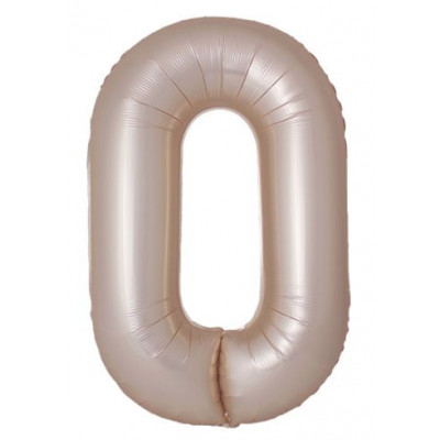 Шар (40''/102 см) Цифра, 0 Slim, Звездное Золото, Матовый, 1 шт. Flexmetal