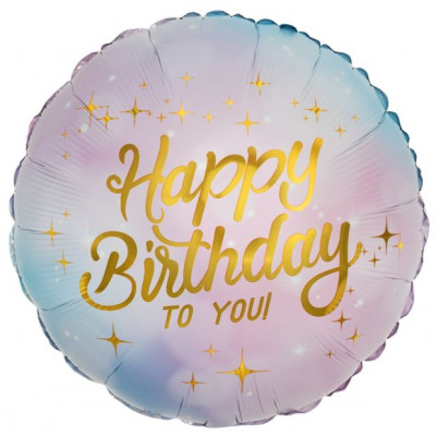 Шар (18''/46 см) Круг, Happy Birthday, Сиреневый, Градиент, 1 шт. Falali