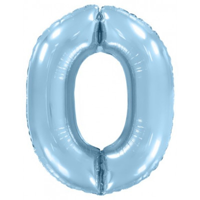 Шар (40''/102 см) Цифра, 0, Голубой, Макарунс, 1 шт. в уп. Flexmetal