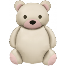 Шар (35''/89 см) Фигура, Мишка, Кремовый, Сатин, 1 шт. Falali