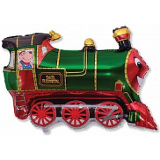 Шар (31''/79 см) Фигура, Паровозик, Зеленый, 1 шт. Flexmetal