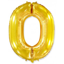 Шар (40''/102 см) Цифра, 0, Золото, 1 шт. в уп. Flexmetal