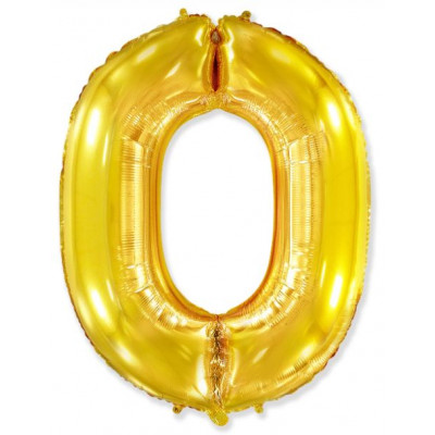 Шар (40''/102 см) Цифра, 0, Золото, 1 шт. в уп. Flexmetal