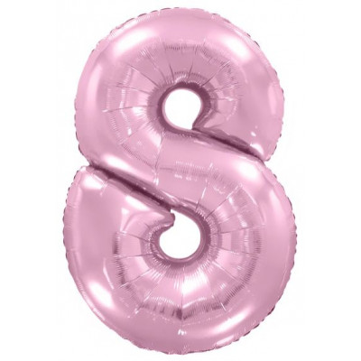 Шар (40''/102 см) Цифра, 8, Розовый, Макарунс, 1 шт. в уп. Flexmetal