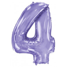 Шар (40''/102 см) Цифра, 4, Сиреневый, 1 шт. в уп. Flexmetal
