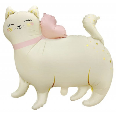 Шар (27''/69 см) Фигура, Кошечка с бантом, Сатин, 1 шт. в уп. Falali
