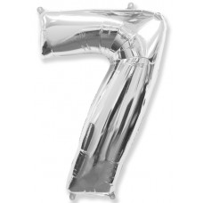 Шар (40''/102 см) Цифра, 7, Серебро, 1 шт. Flexmetal