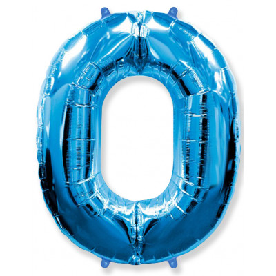 Шар (40''/102 см) Цифра, 0, Синий, 1 шт. Flexmetal