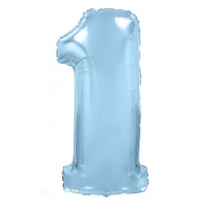 Шар (40''/102 см) Цифра, 1, Голубой, Макарунс, 1 шт. в уп. Flexmetal