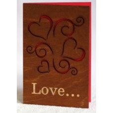 Открытка деревянная 15*10*0.3см "Love" 