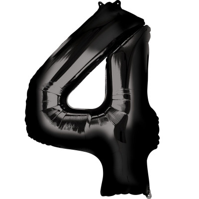 Шар фольгированный 34"/86см Цифра "4" чёрный Anagram 