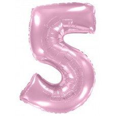 Шар (40''/102 см) Цифра, 5, Розовый, Макарунс, 1 шт. в уп. Flexmetal