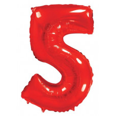 Шар (40''/102 см) Цифра, 5, Красный, 1 шт. в уп. Flexmetal