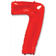 Шар (40''/102 см) Цифра, 7, Красный, 1 шт. в уп. Flexmetal