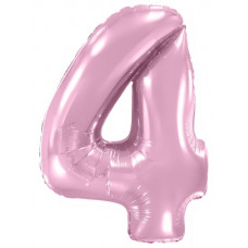 Шар (40''/102 см) Цифра, 4, Розовый, Макарунс, 1 шт. в уп. Flexmetal
