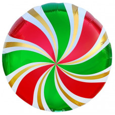 Шар (18''/46 см) Круг, Леденец, Красный/Зеленый, 1 шт. в уп. Falali